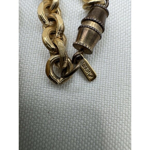 Vintage Monet Art Deco Choker Necklace Gold Red Rhinestone Teadrop 20” Runway - Picture 3 of 10